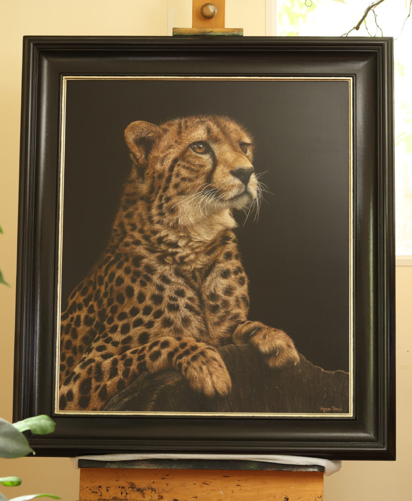 The finished framed Cheetah painting